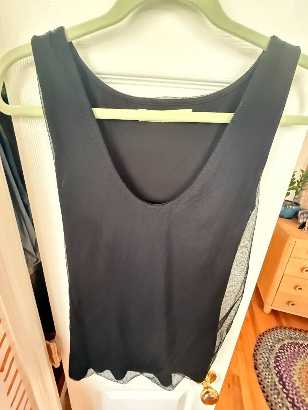 Velvet by Graham & Spencer Black Mesh Mix Tank Top | Size M